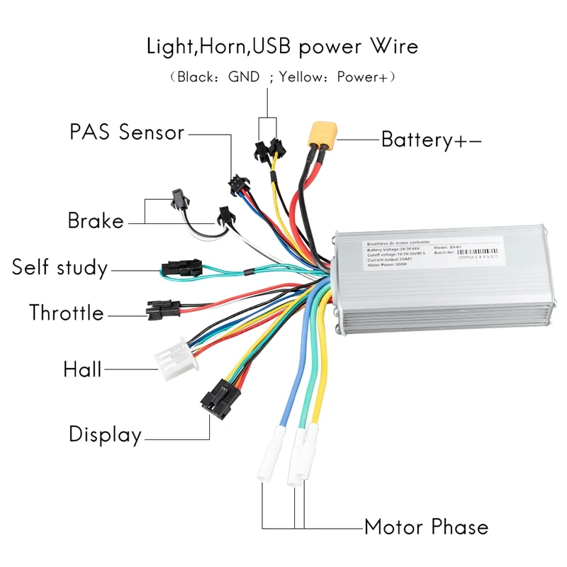 250W 350W 500W 24V 36V 48V Dual Mode Brushless Motor Controller with LCD For Electric Bicycle Tricycle Ebike E-Scooter Parts