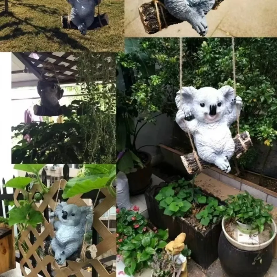 1 Pcs Resin Simulation Koala Panda Pendant Outdoor Villa Courtyard Garden Tree Pendant Garden Landscape Decoration Home Decor view 4
