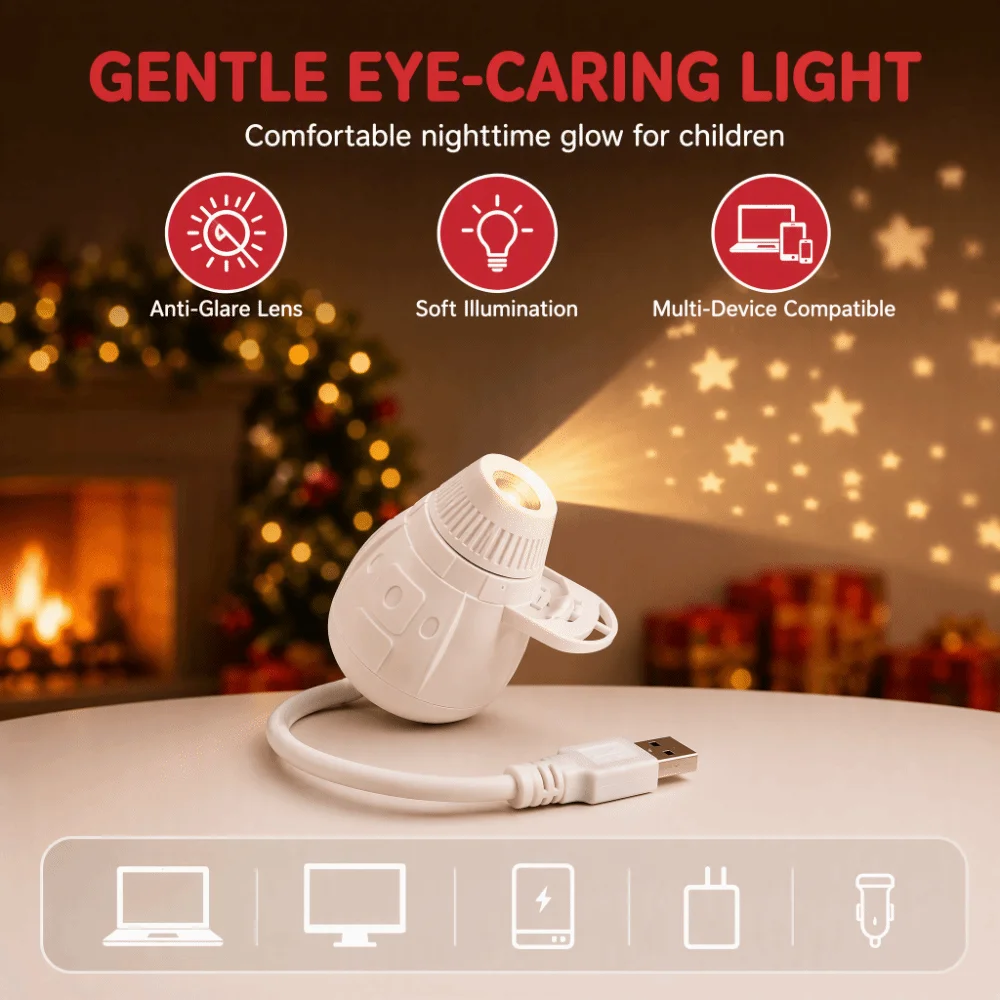 High quality Christmas Projection Lamp 3rd Generation Replaceable Film Christmas Night Light Star Projection USB Powered