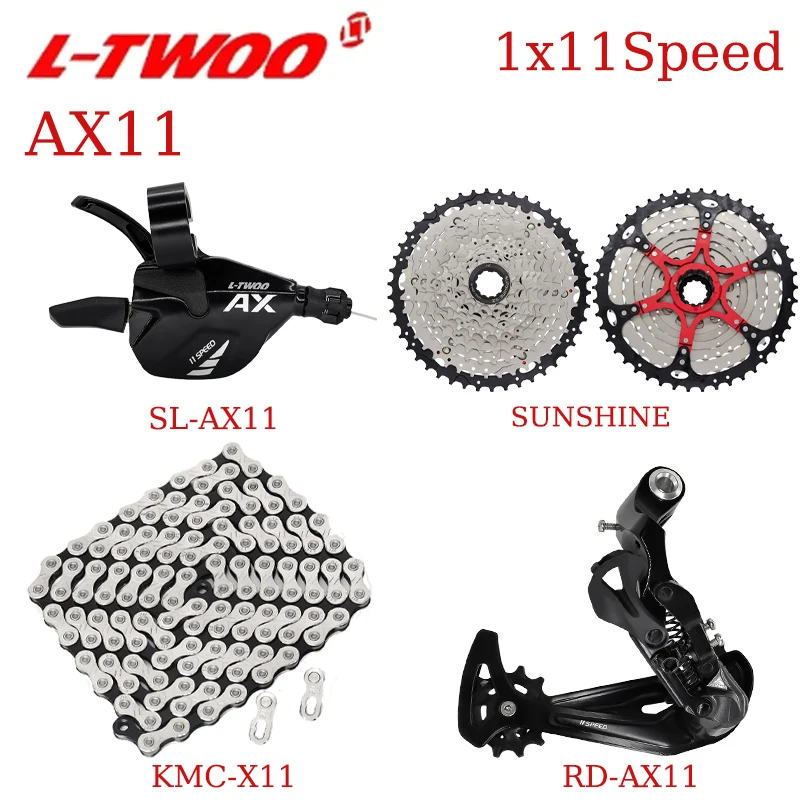 LTWOO AX11 1X11 Speed Transmission Kit Flywheel Chain Set SUNSHINE Cassette Flywheel 11-42/46/50/52T Silver+Black KMC-X11V Chain