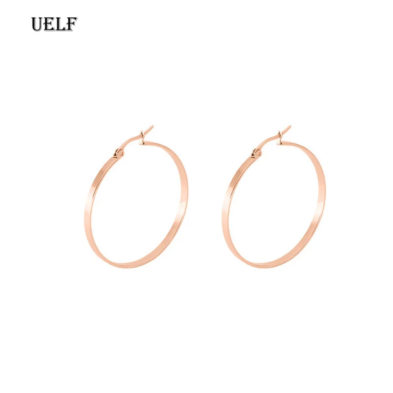 Uelf Fashion Gold Silver Color Round Creole Earrings Super Big Circle Hoop Earrings for Women Party Statement Jewelry