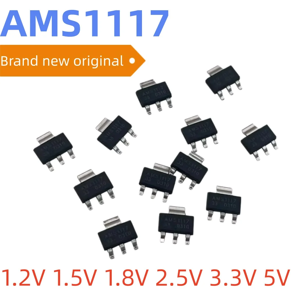 SOT-223 10PCS,Voltage Regulator  AMS1117-3.3V AMS1117-ADJ AMS1117-5.0V AMS1117-2.5V AMS1117-1.8V AMS1117-1.5V 1.2V-5V
