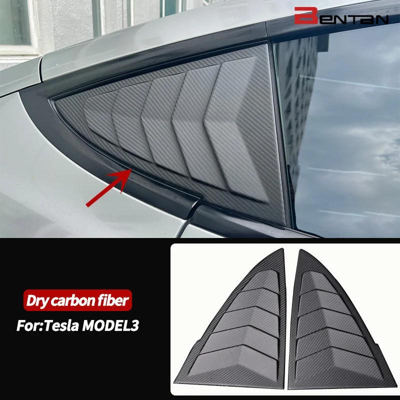 For Tesla Model 3 Rear Side Shutter Rear Triangular Window Spoiler Shutter Shutter Cover Car Conversion Accessories