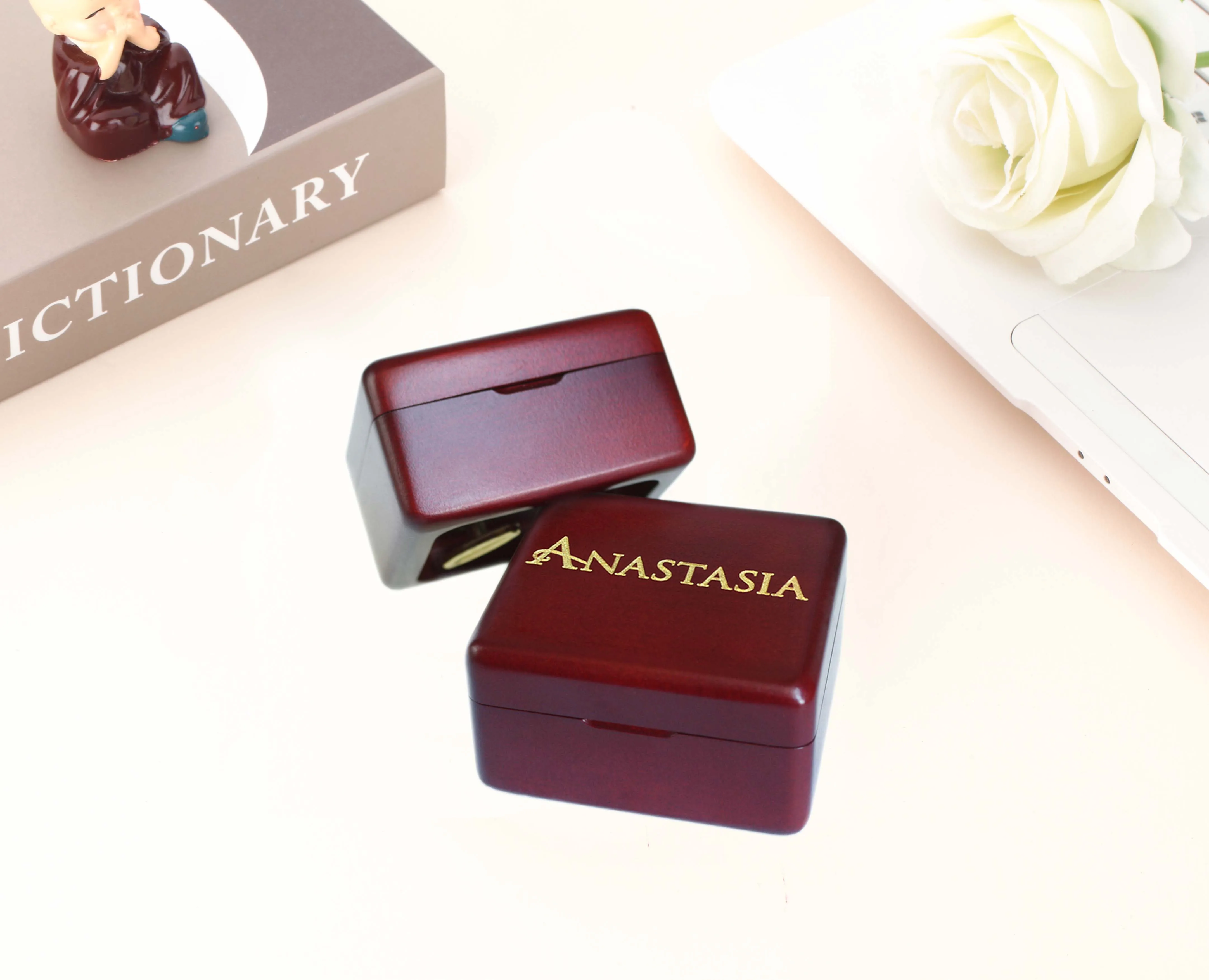 Handmade Wooden Anastasia Music Box Birthday Gift For Birthday special gifts for lovers, childrens Wine red