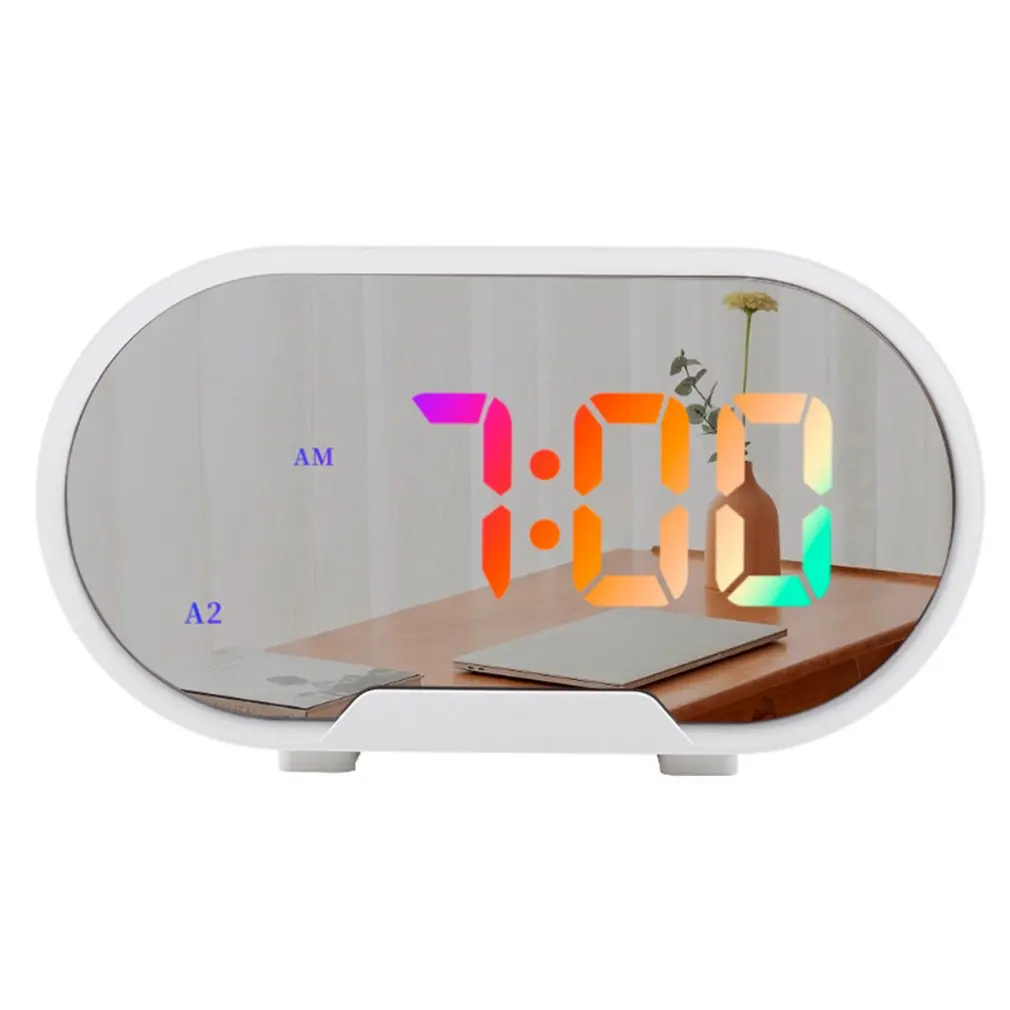 LED Digital Alarm Clock RGB Color Large Screen Display Infinite Brightness Adjustment Dual USB HD Mirror Electronic Clock