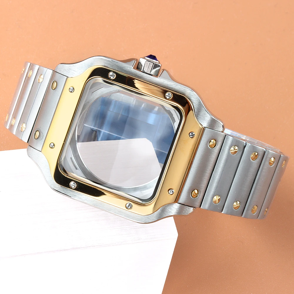 

NH35 38mm Square Watch Case 316L Stainless Steel Watch Accessories for Seiko NH35 NH36 NH38 Movement Santos Modification Parts