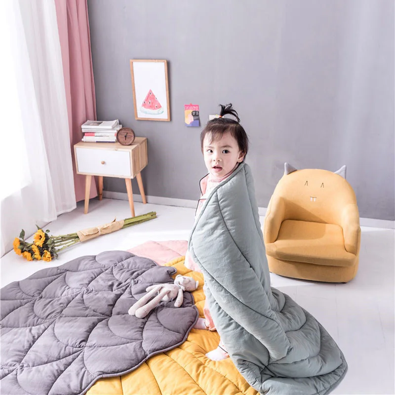 Nordic Baby Carpet Play Mat Leaf Shape Cotton Blanket Newborn Infant Crawling Pad Floor Rugs Mat for Kids Living Room Decoration