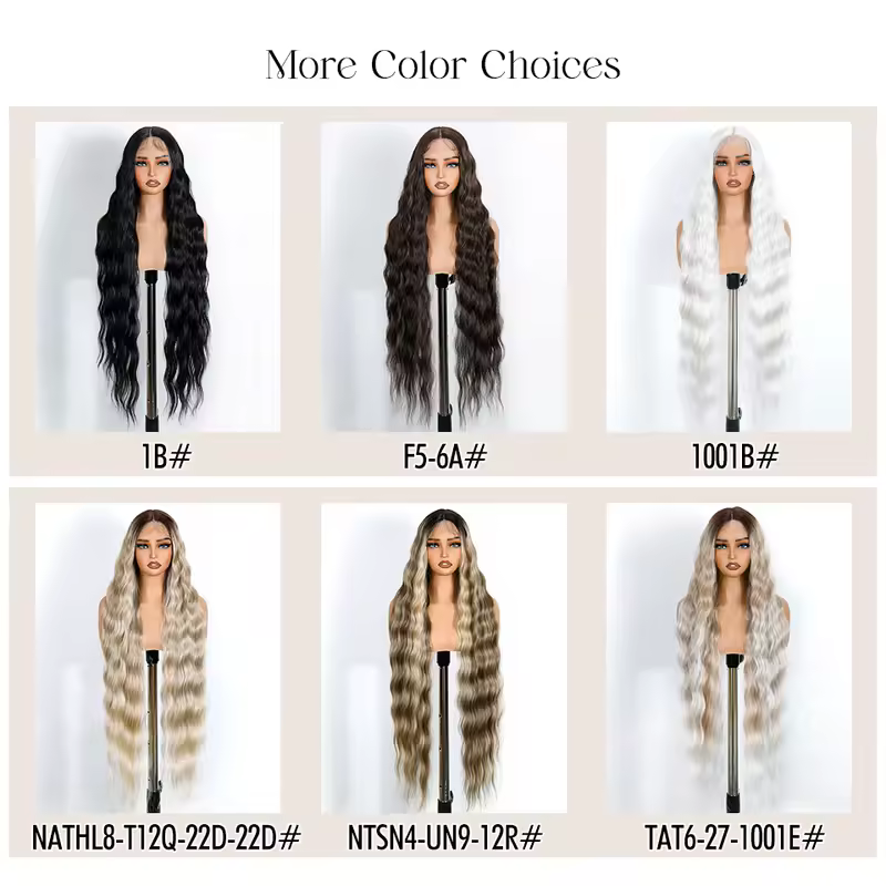 Noble Synthetic Lace Front Wig 36 " Long Wavy Lace Part Body Wavy Golden Wig For Women Lace Front Wig Ombre Blonde Cosplay Wig - Image 5
