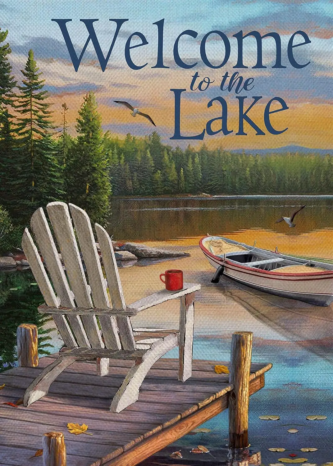 Furiaz Summer Spring Welcome to the Lake Adirondack Chairs Small Decorative Garden Flag, Lakehouse Lakeside Boat Ocean Yard  WWP