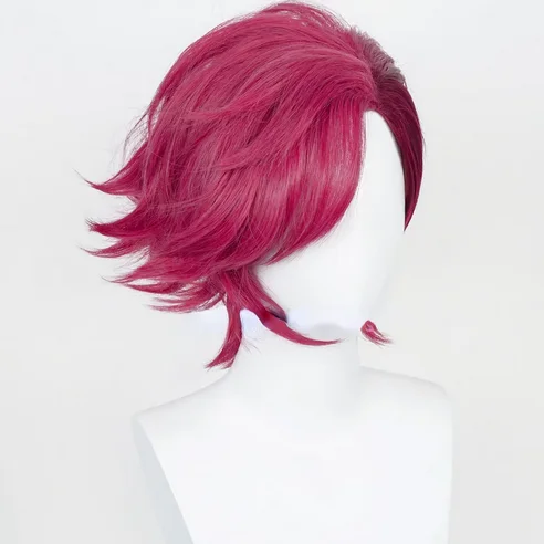 Arcane Vi Cosplay Wig VI 30cm Deep Rose Short Heat Resistant Synthetic Hair Woman And Man Role Play Wigs