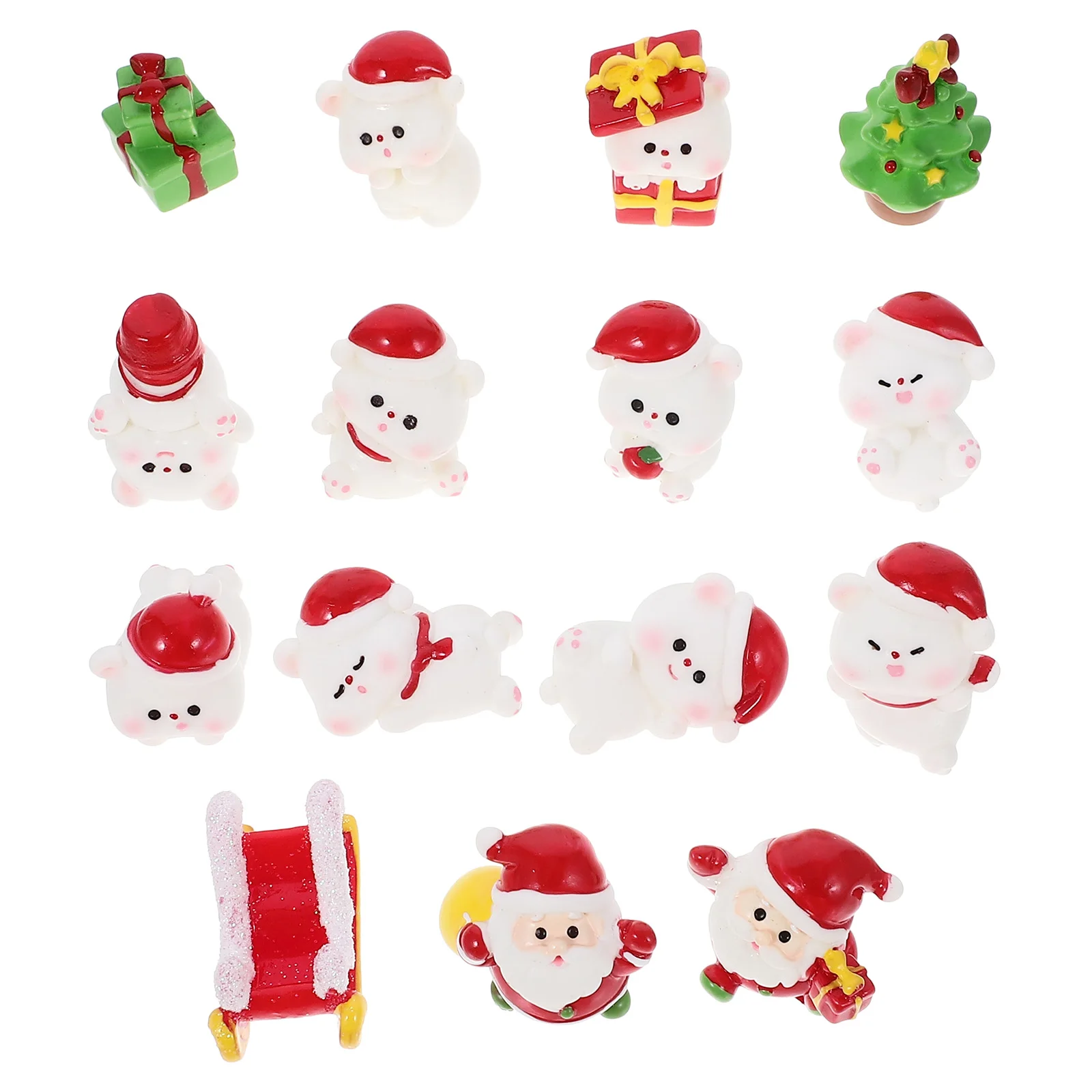 

1Set Mini Resin Christmas Ornament Xmas Themed Decor for Desktop Table Micro Landscape Scene Christmas Miniature Decor