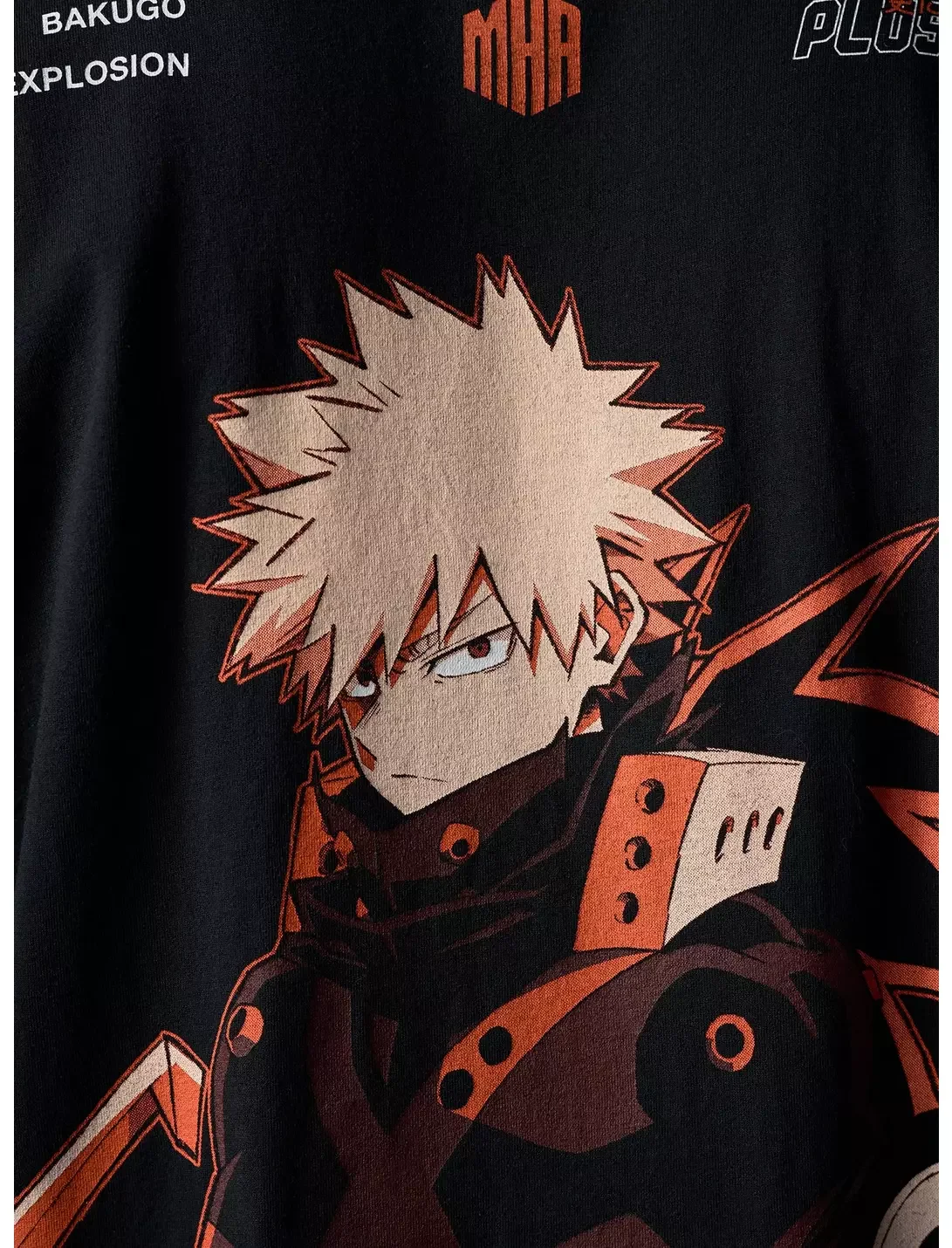 2026 Mens Womens My Hero Academia Bakugo T Shirt, Black Orange Plus Ultra Graphic Casual Clothing for Street Wear view 5