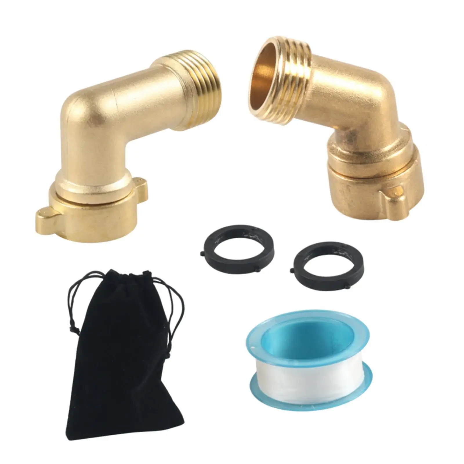 2x Garden Hose Elbow, 45 and 90 Degree, 3/4inch Brass Fitting for RV Outdoor Gardening Outside