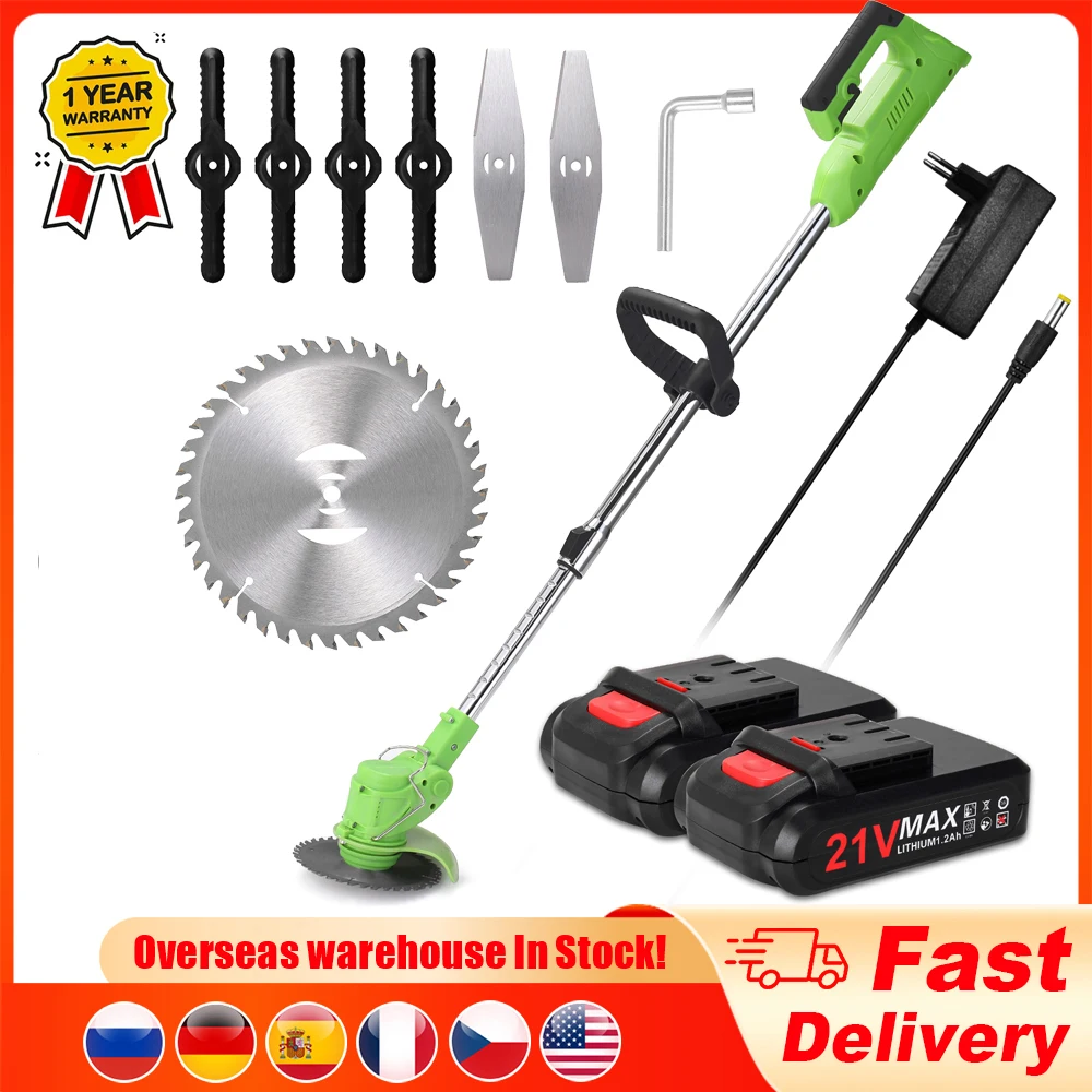 Electric Lawn Mower Rechargeable Battery Cordless Grass Trimmer Auto Release Grass Cutter Mower Garden Home Trimming Machine