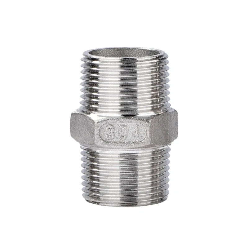 

1/8" 1/4" 3/8" 1/2" 3/4" 1" 1-1/4" 1-1/2" NPT Male Thread 304 Stainless Steel Hex Nipple Union Pipe Fitting Connector Coupler