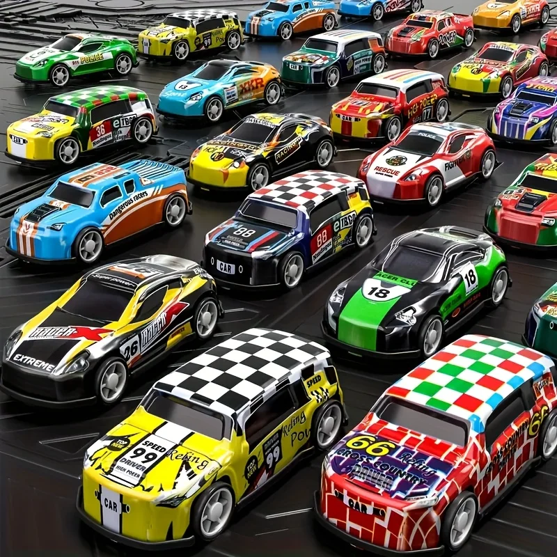 Mini set di modelli di auto in lega con scatola di immagazzinaggio, auto pressofuse, giocattoli per ragazzi, veicolo pull-back, regalo per Natale, regalo di compleanno