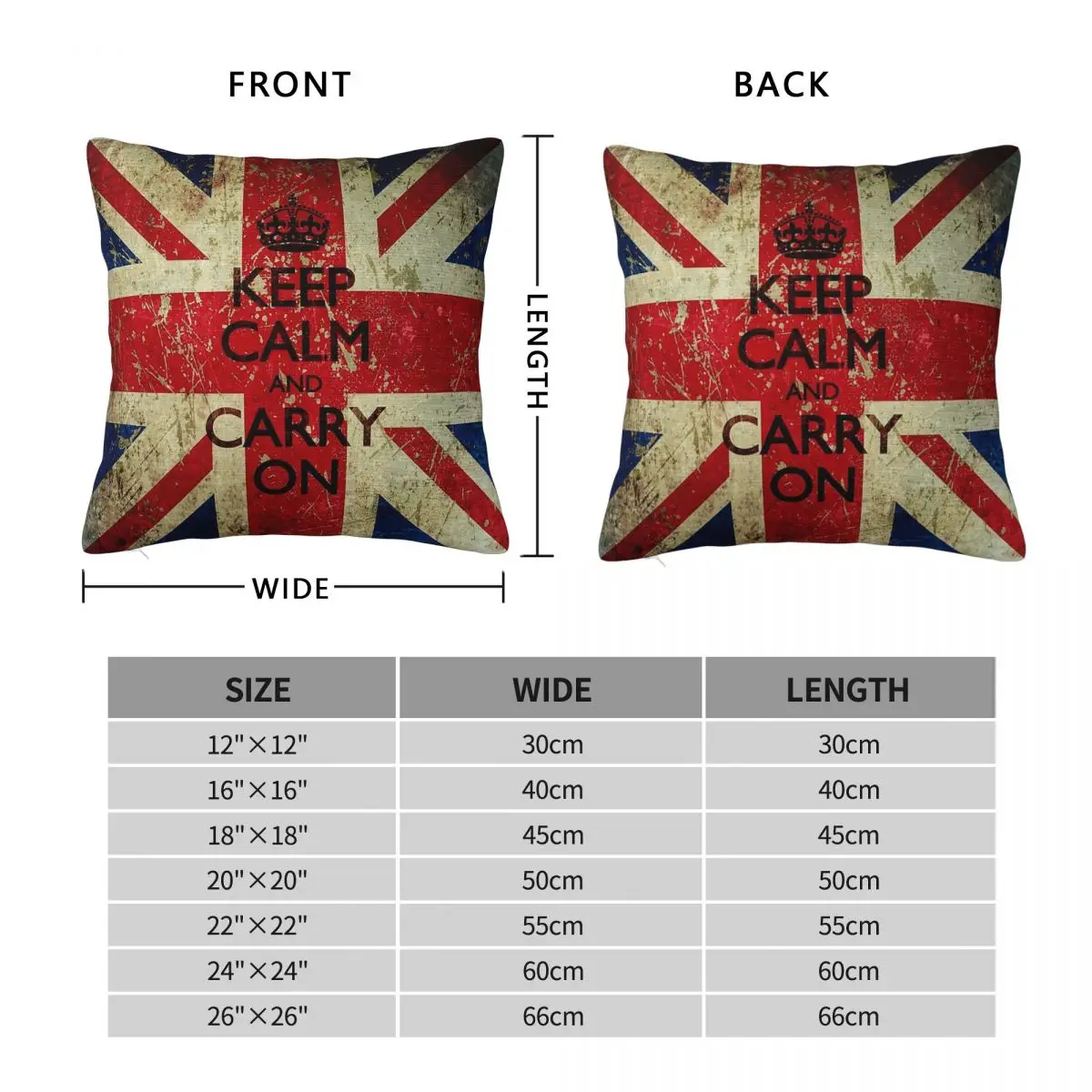 Keep Calm And Carry On Union Jack Square Pillowcase Polyester Linen Velvet Printed Zip Throw Pillow Case Home Cushion Cover