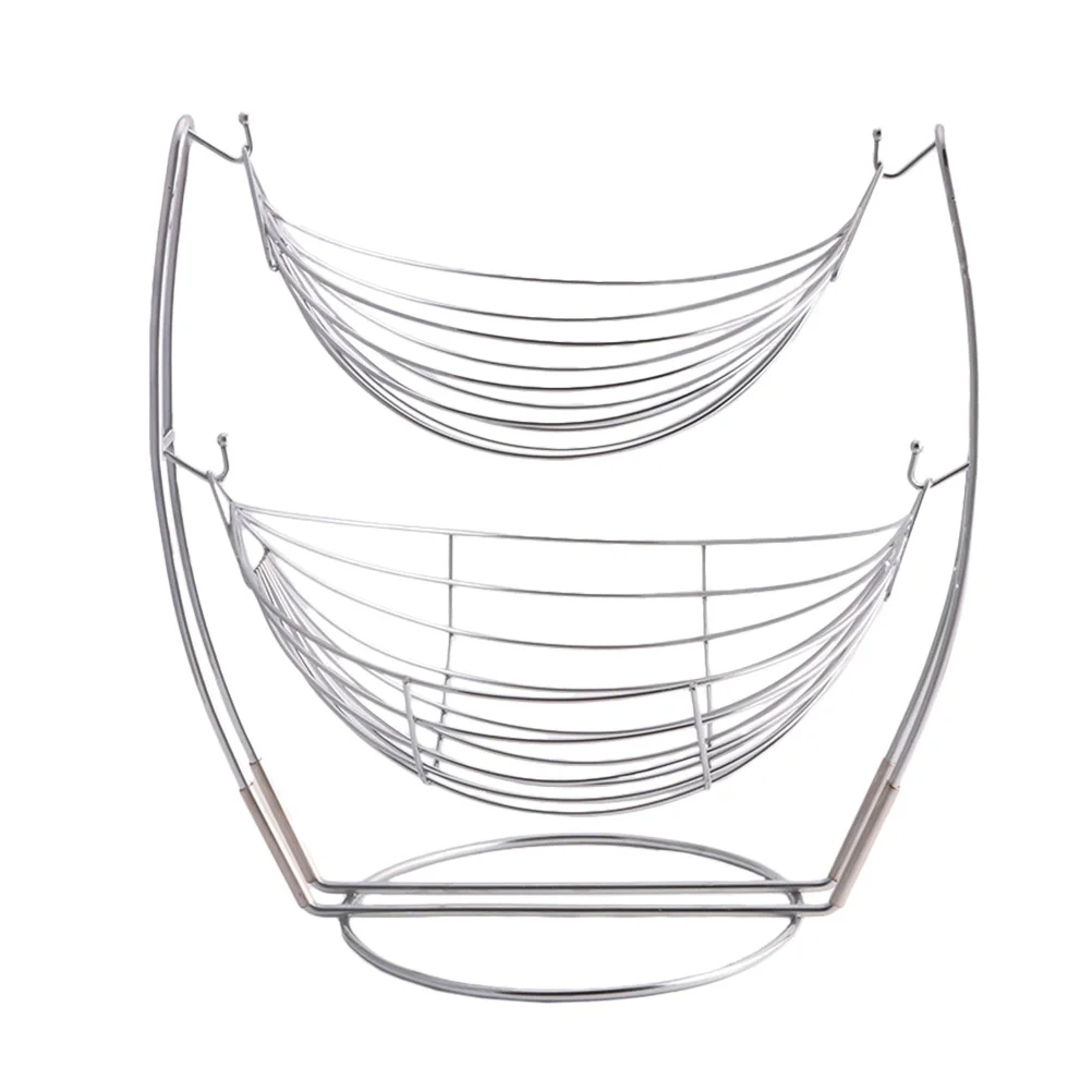 

1Pcs Iron Art Fruit Basket Double Layer Metal Storage Holder for Fruits Vegetables Orange Pineapple Banana Lemon Wrought Iron