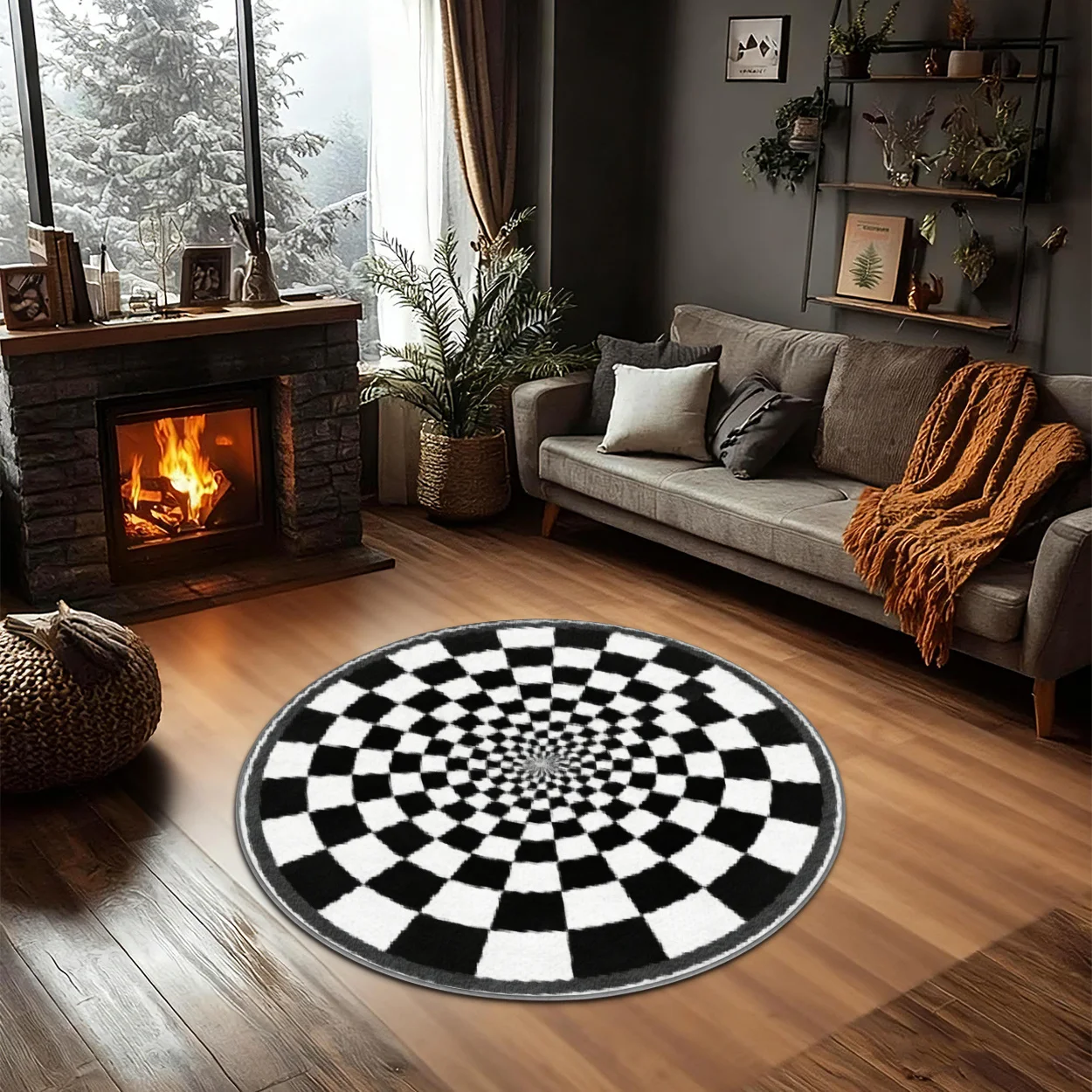 Vinyl Record Carpet Retro Music Floor Mat Festive Home Decor Black Round Area Rugs Classic Audio Disk Art Office Front Door