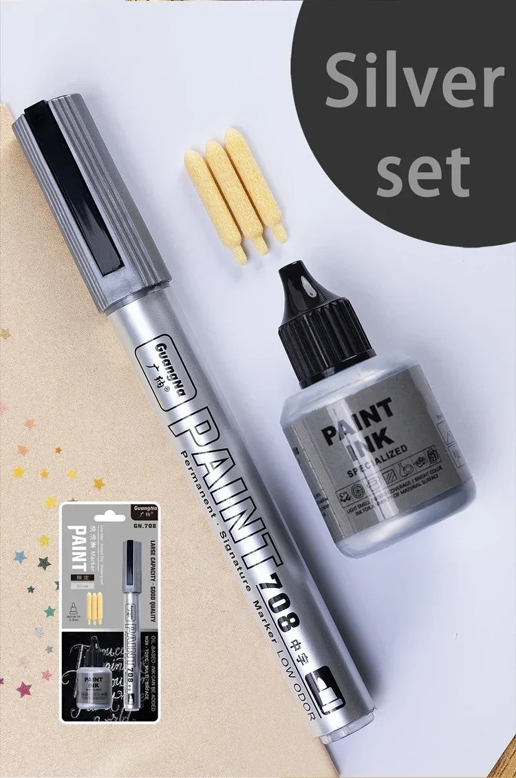 GuangNa Permanent Metallic Farbmarker-Set mit Tintenstiften für DIY-Harzformen, Reifen, Metall, Öl, Gold, Silber, Weiß, Schwarz – Detail 8