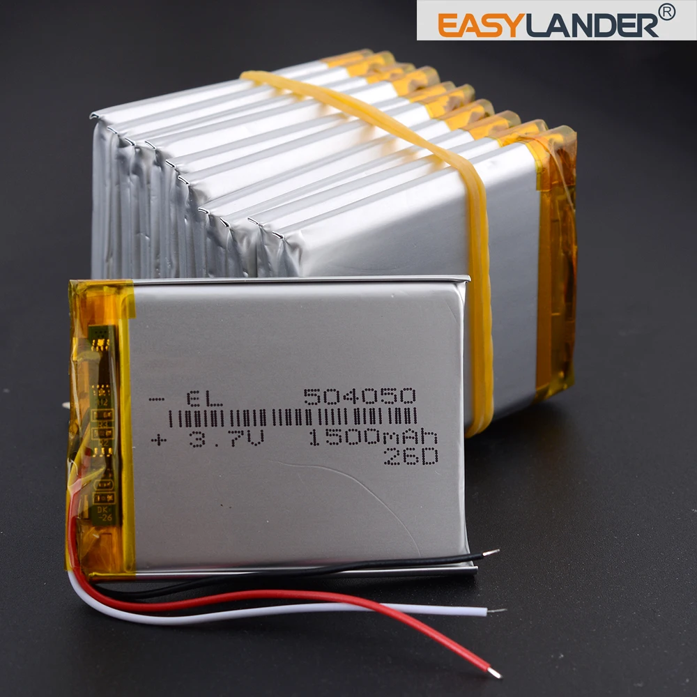  €3 VAT Included 3Wires 10Pcs/Lot 504050 3.7V 1500mAh Rechargeable Li-Polymer Li-ion Battery