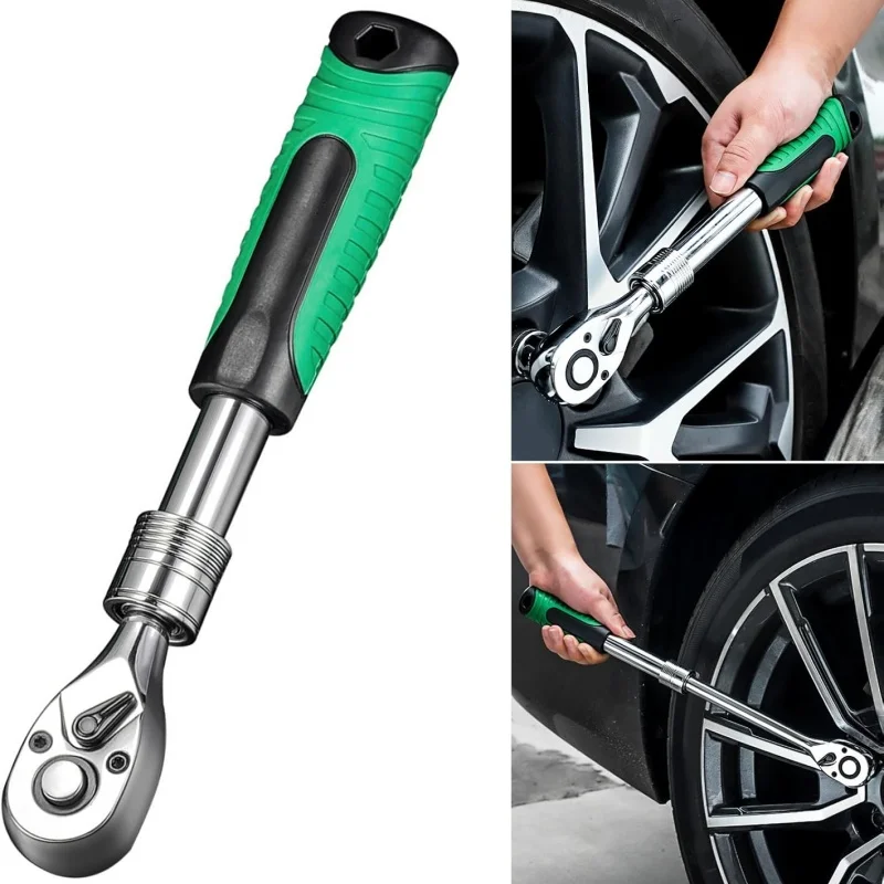Telescoping Ratchet Wrench Tool, 72 Tooth Quick Release Reversible Drive Ratchet Extendable Handle for Auto Motor Tight Space