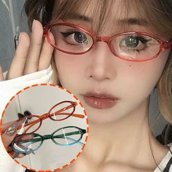 Y2K Oval Frame Glass Women Retro Decorative Glasses Blue Light Blocking Eyeglasses Vintage Computer Reading Eyewears