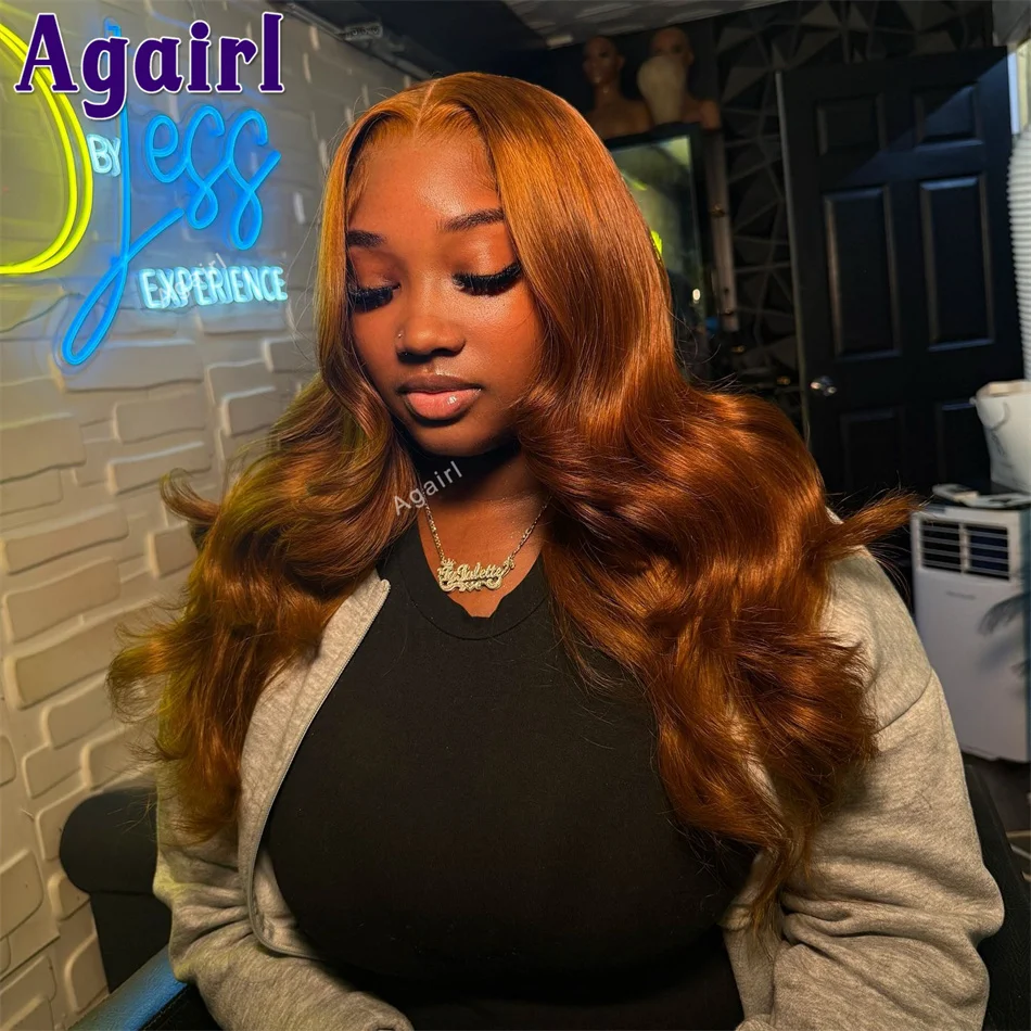 الزنجبيل البني 13X6 الدانتيل الشفاف الجبهة الباروكات الجسم موجة 100% شعر الإنسان الملونة 220% شعر مستعار قبل قطعها 6X4 إغلاق شعر مستعار للنساء #2