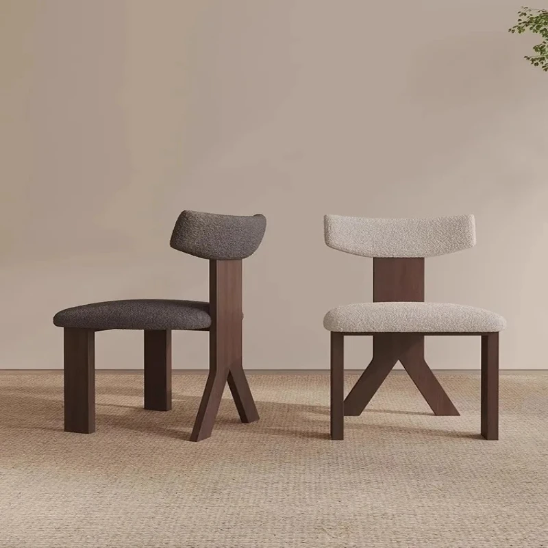 

French Light Luxury Lamb Fluff Dining Chair Bedroom Creativity Design Unique Makeup Chair Living Room Leisure Backrest Chair