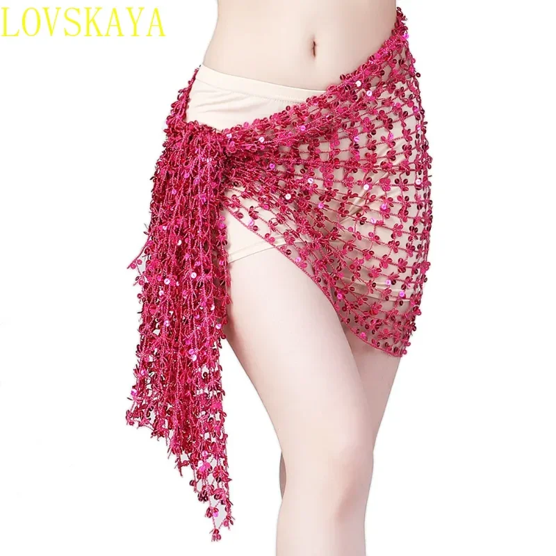 Belly Dance Hip Hollow Scarf Weimen Scarf Dance Sequins Arabic Latin Hip Scarf Sexy Belly Dance Belt Wrapped Skirt
