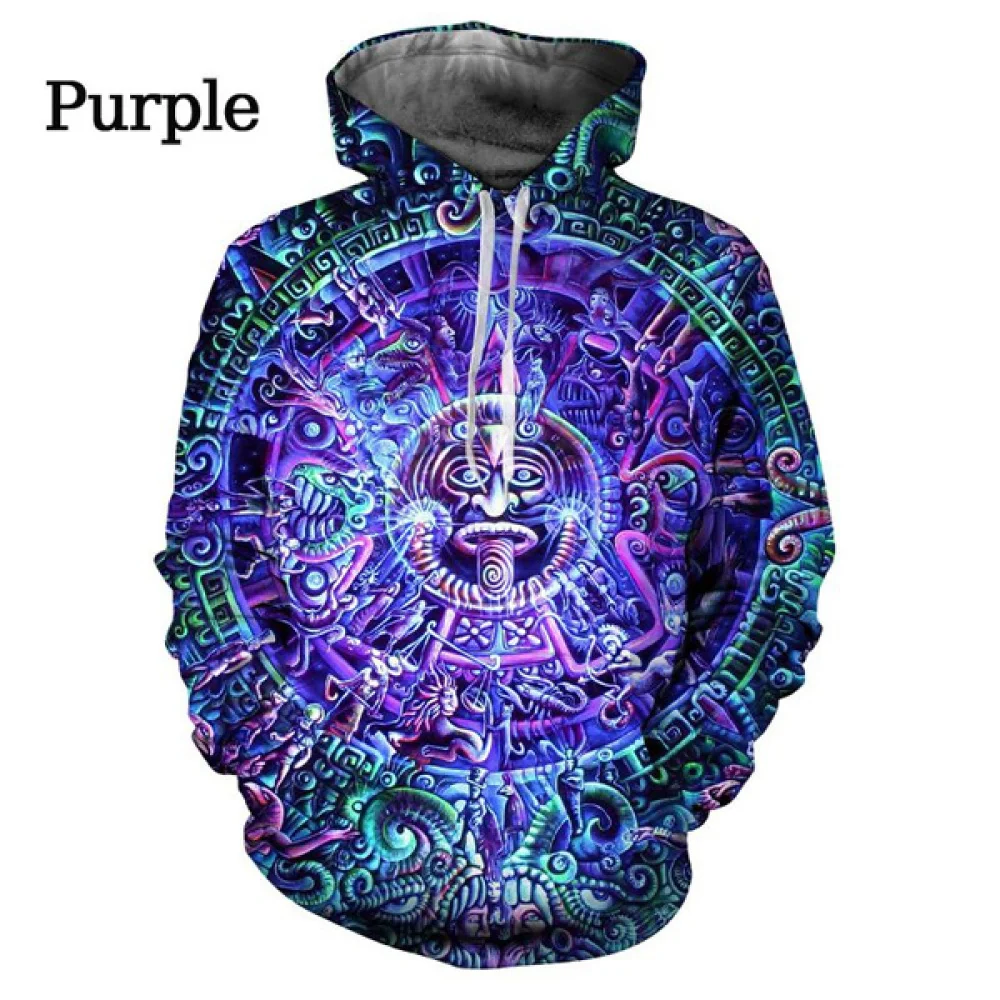 Fashion Hoodie Novelty 3D Mexico Aztec Calendar Sweatshirts Casual Long Sleeve Pullover Harajuku Streetwear Hoodies