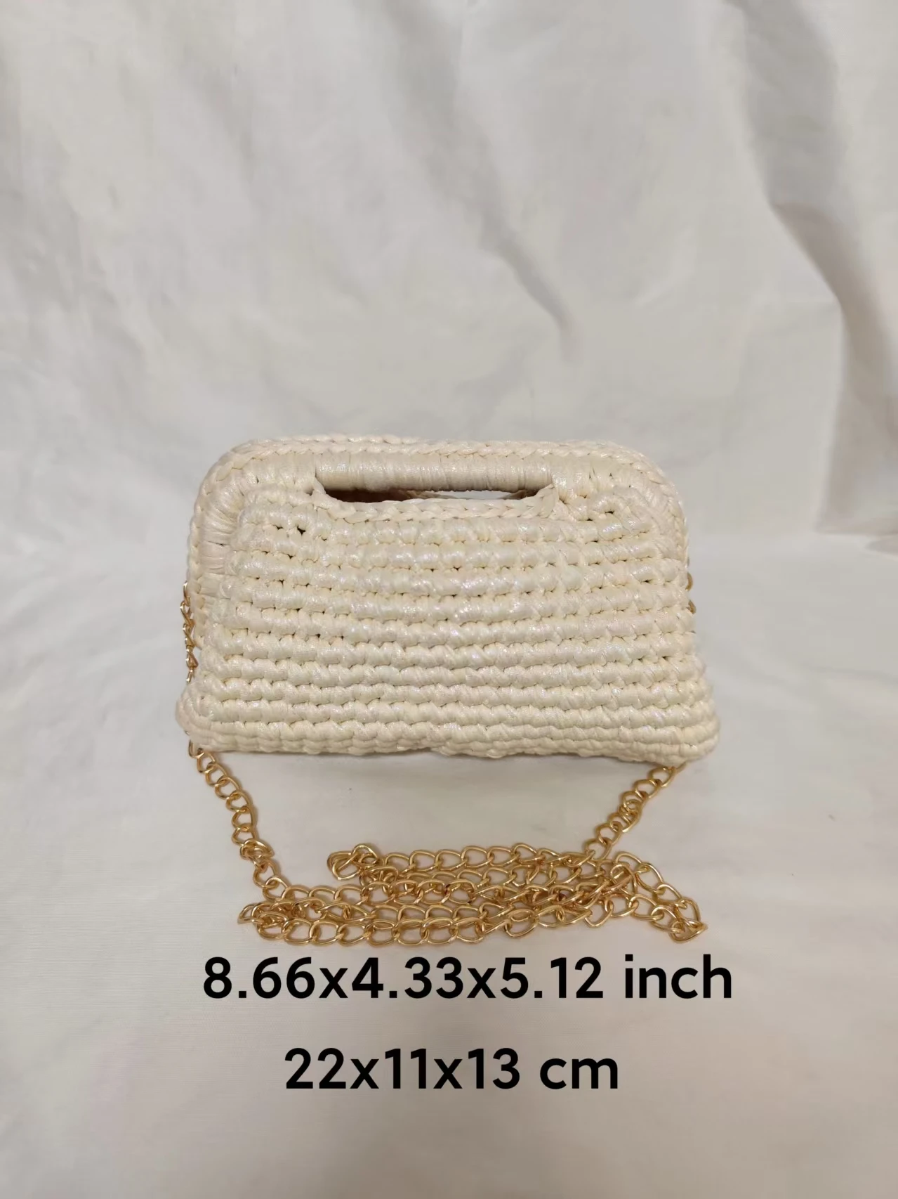 Yiwu Yingzi Handmade Iridescent Beige Crossbody Bag Top-Handle Chain Purse for Women Daily Casual