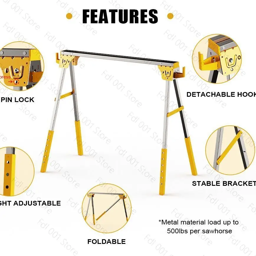 Foldable metal saw frame saw horse 250KG multi-functional iron portable work table iron Trojan horse construction site