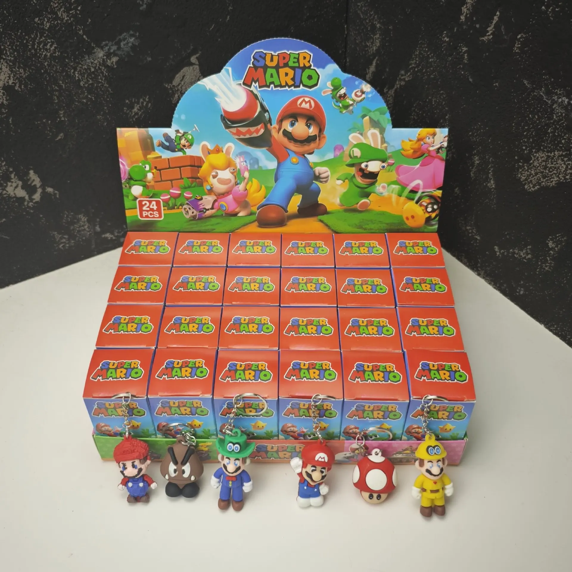 

24pcs Super Mario Blind Box Keychain Accessories DIY Bag Pendant Blind Box Car Keychain Children's Day Gift