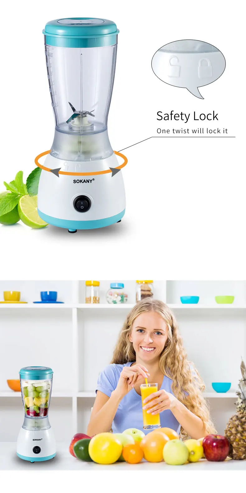 Sokany 300W High Power Multi Functional Handheld Mixer Professional Electric Multi-Purpose Blender