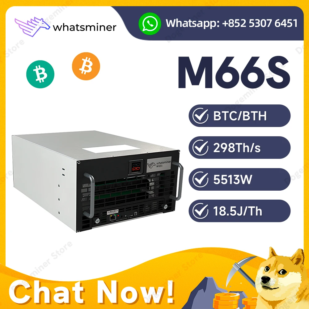 MicroBT Whatsminer M66S 310TH/s 5513W BCH/BSV/BTC Bitcoin Miner Asic Mining Machine Crypto Miners with PSU