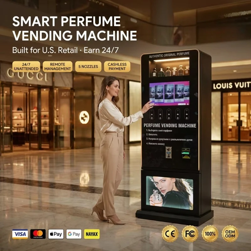 Advanced Android System Digital Advertising Multi Scent Perfume Vending Kiosk Machine