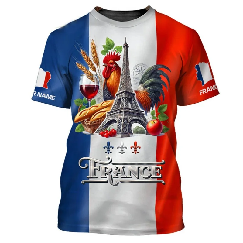 2024 France Paris Eiffel Tower Graphic T Shirt For Men Summer Short Sleeve Oversized Tee Shirts Mens T Shirts Tops Streetwear