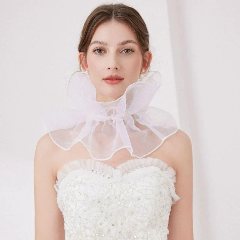 652f Ruff Lapel Garbker para Lady Girl Shawl Collar Cosplay Colar Elizabethan