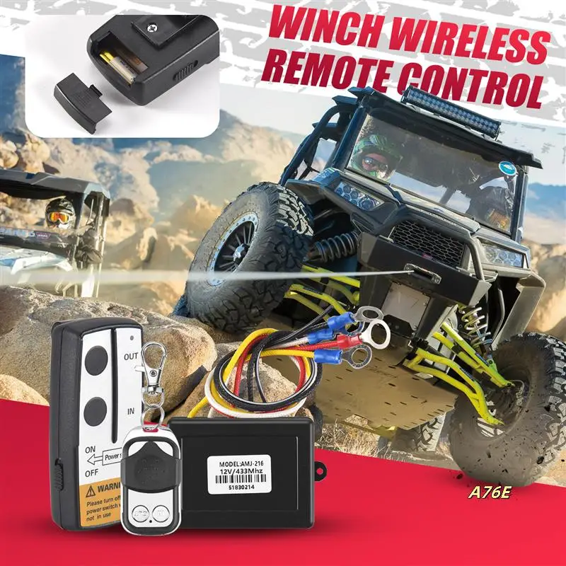 12V 12Volt 50Ft Winch Wireless Remote Control Set For Truck Jeep ATV Warn Ramsey