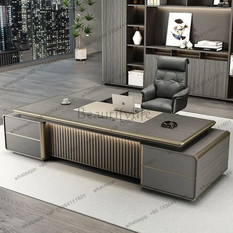 LJY Modern High-end Desk Boss Tables Light Luxury Office Desks And Workstations Simple Manager Large Class Desk President Table