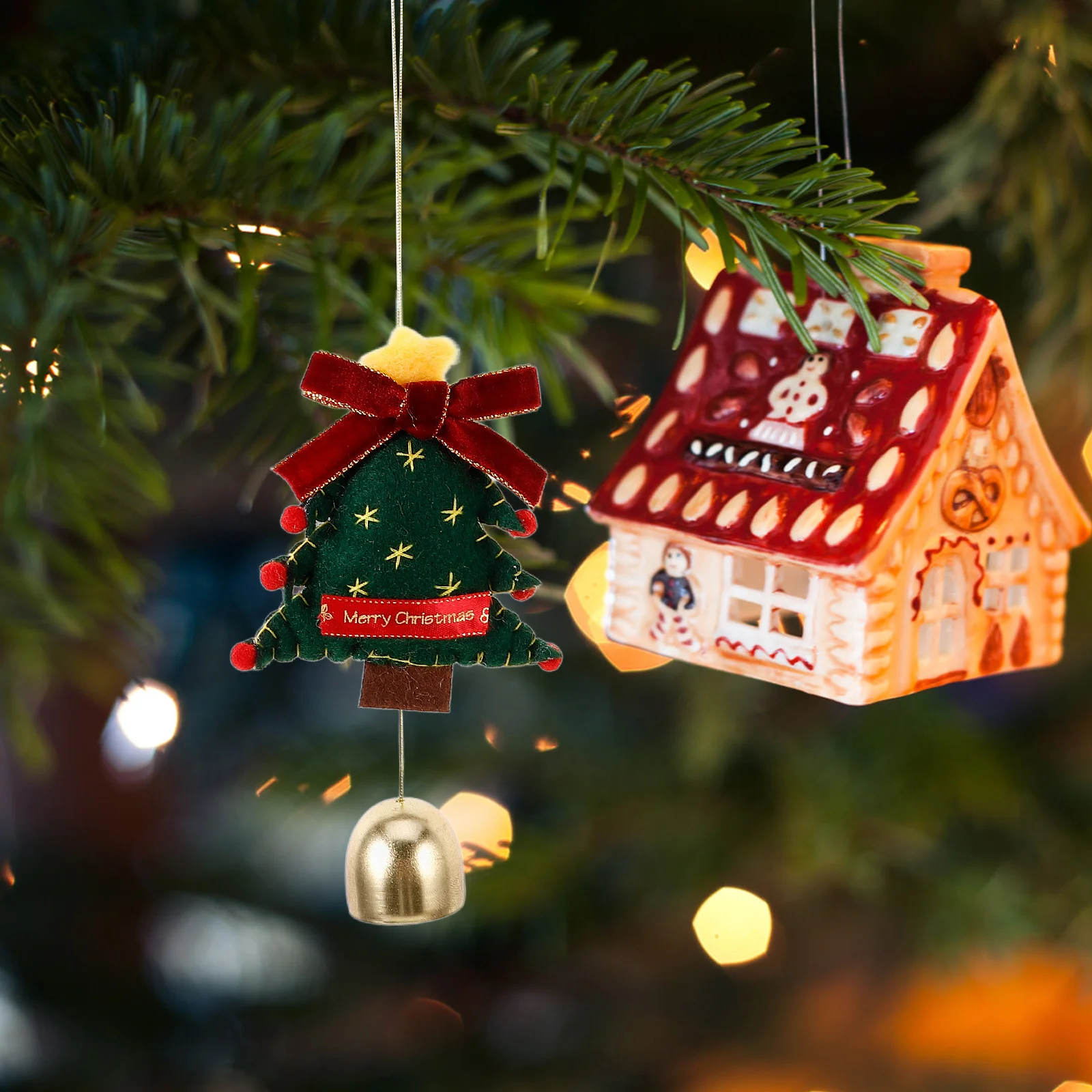 

Wool Felt Christmas Hanging Ornament Handmade Soft Comfortable Xmas Tree Decoration Car Hanging Decor Party Supplies
