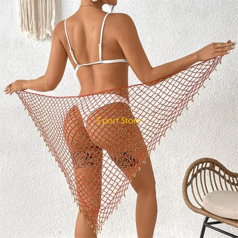 U2JB Fashion Beach Coverning para mulheres Triângulo Shawl Irregular Skirt Ladies Sarongus Concluem a saia praia elegante