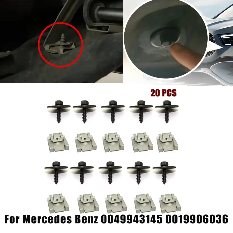 

For Mercedes Benz A B C E M CLA CLS CLK Class Car Under Engine Cover Floor Clips Screws 0049943145 0019906036 20pcs/Set