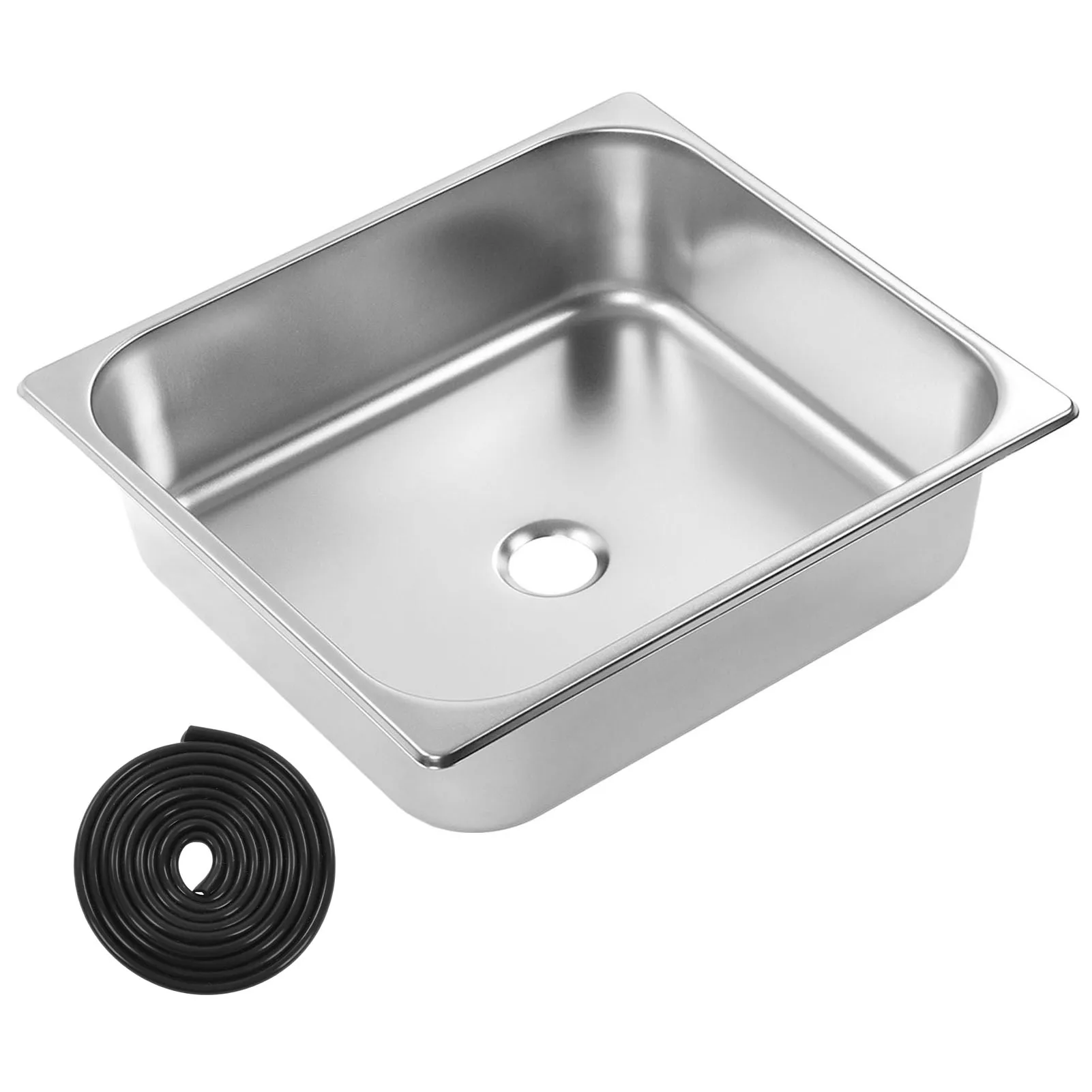 

Square Kitchen Sink 304 Stainless Steel Rust Proof Fast Discharge Square Recessed Undermount Single Bowl for RV Yacht Bathroom
