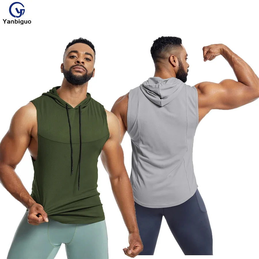 

Men's Workout Hooded Tank Tops Bodybuilding Muscle Cut Off T Shirt Sleeveless Gym Hoodies Oversized Sports Vest