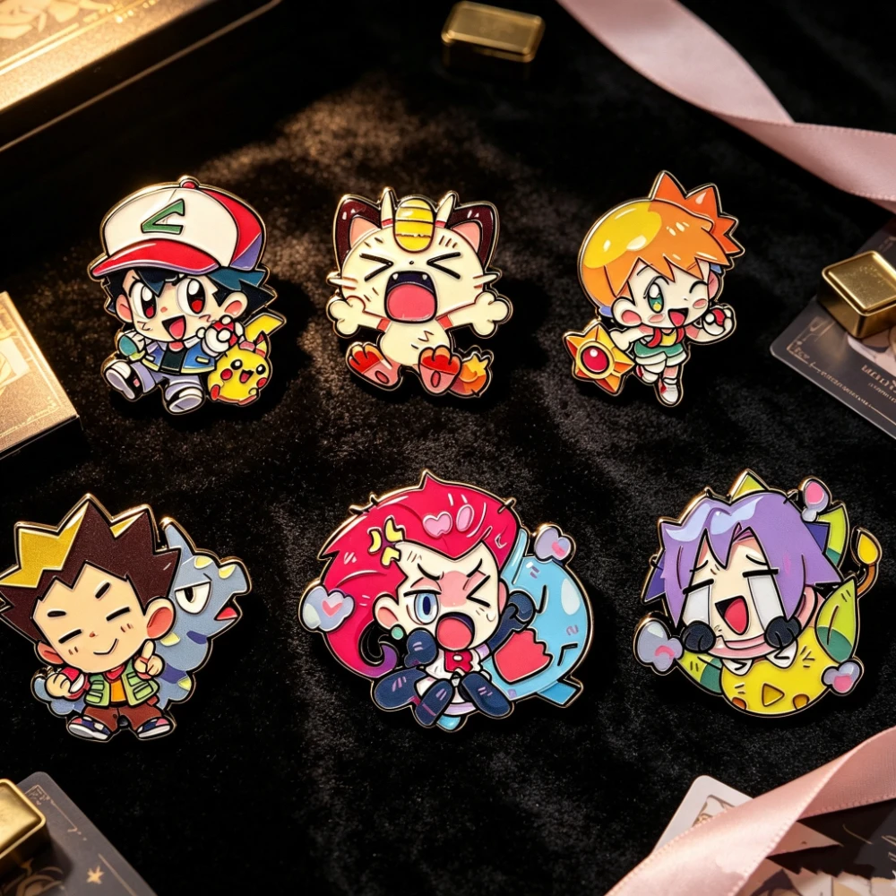6-teiliges Set mit niedlichen Chibi-Anime-Charakter-Emaille-Ansteckern, Cartoon-Metallbroschen, dekorative Anstecknadeln für Rucksäcke, Jacken, als Geschenk – Detail 2