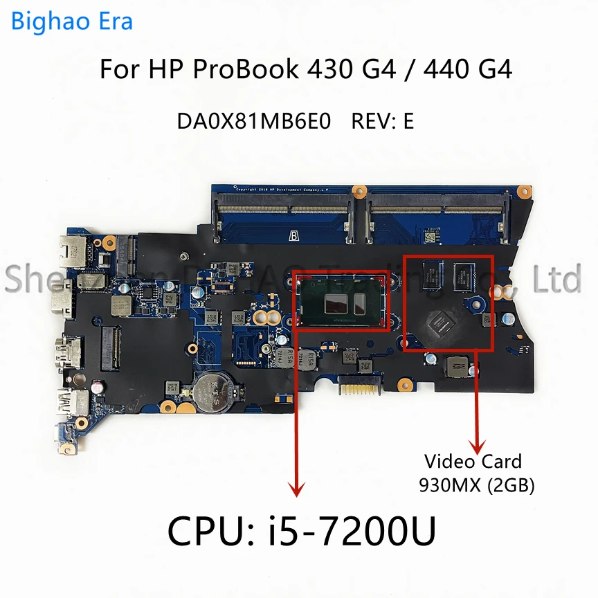 

For HP ProBook 430 G4 440 G4 Laptop Motherboard DA0X81MB6E0 With i5-7200U i7-7500U CPU 930MX 2G Video Card 913100-601 913101-601