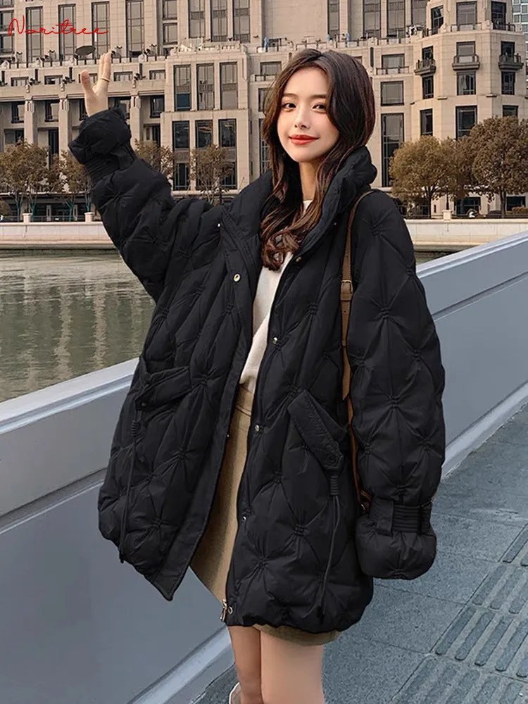 5XL fit 130kg Winter Women\'s Down Coats Warm Fluffy Down Coat Female Winter High Collar Bread Style Down Parkas wy1915