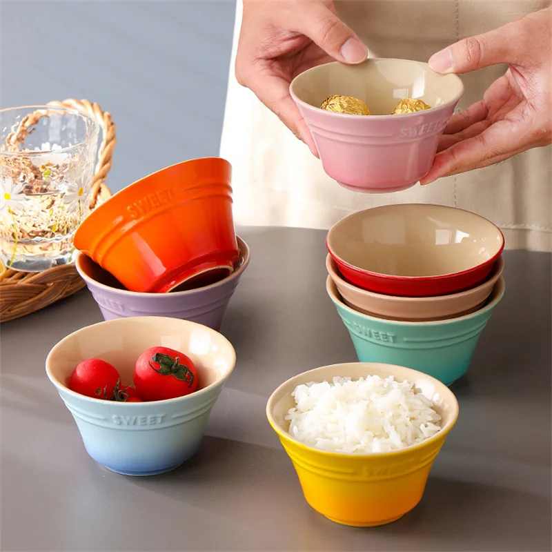 Creative Colorful Ceramic Small Round Dish Household Utensils Seasoning Dipping Sauce Vinegar Dish Snacks Snack Dish